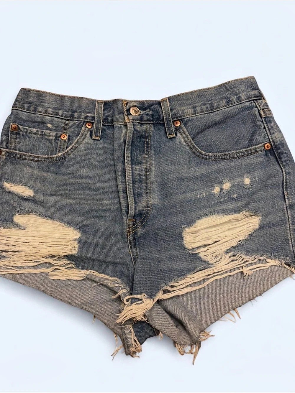 Levi's 501 Original High-Rise Cut-Off Denim Shorts Women's Distressed Jean